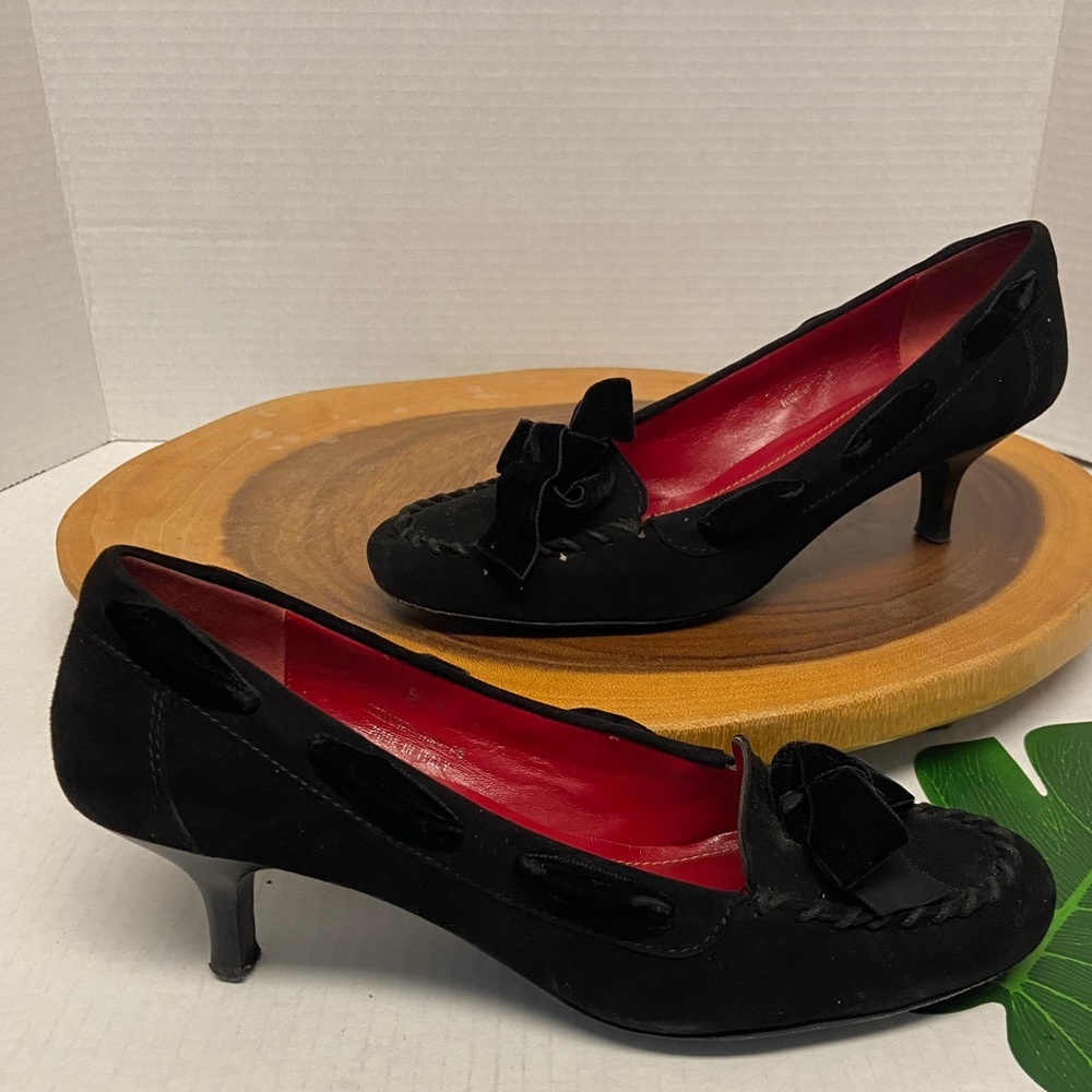COACH Velvet Bow Leather Heels